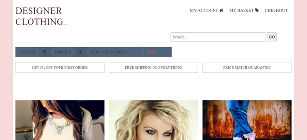 Screenshot of DesignerClothing.com