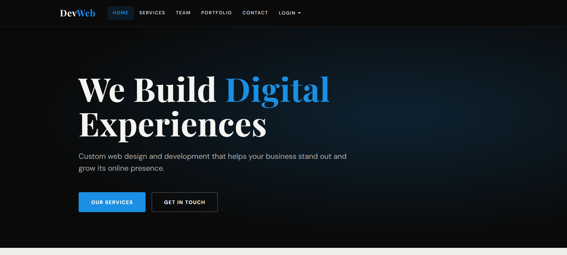 DevWeb Designs website screenshot