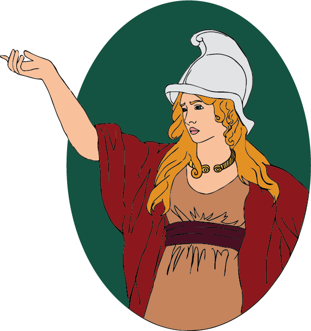 Illustrated figure of Boudicca, British queen leading her revolt