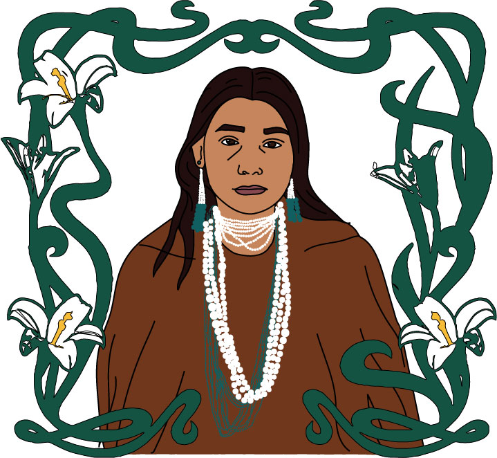 Illustrated portrait of Lozen, Apache warrior and shaman